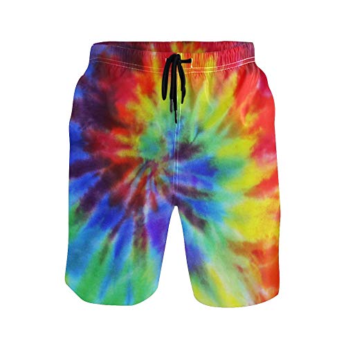 WowPrint Herren Shorts Regenbogen Tie Dye Leicht Schnell Trocknend Sport Gym Training Sommer Strand Shorts Gr. L/XL, mehrfarbig von TropicalLife