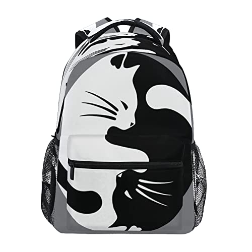 Yinyang Rucksack mit Katzenmotiv, groß, 40,6 x 29,5 x 17,9 cm, für Reisen, Wandern, Schultasche für Erwachsene und Jungen von TropicalLife