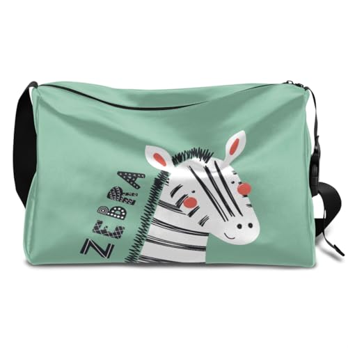 Zebra Cartoon Leder Duffle Bag für Mann Frau Jungen Mädchen Zebra Wochenende Übernachtung Sport Gym Bag Reisetasche Single Shoulder Crossbody Handtasche, farbe, 18.5L, Taschen-Organizer von TropicalLife