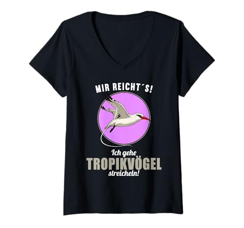 Damen Tropikvögel Tropikvogel T-Shirt mit V-Ausschnitt Damen Tropikvögel Tropikvogel T-Shirt mit V-Ausschnitt von Tropikvögel Tropikvogel Tier Shop