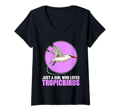 Damen Tropikvögel Tropikvogel T-Shirt mit V-Ausschnitt Damen Tropikvögel Tropikvogel T-Shirt mit V-Ausschnitt von Tropikvögel Tropikvogel Tier Shop