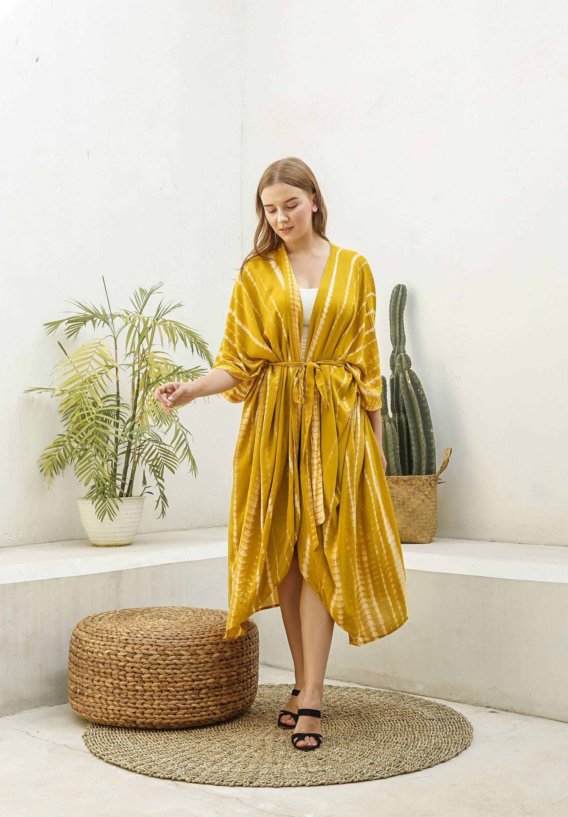 Kimono Gefärbte Robe, Ki01-Td06 Kimono, Krawattenfarbe Cover Up, Stylisch, Elegant, Strandhülle, Lockerer von TropisDesigns