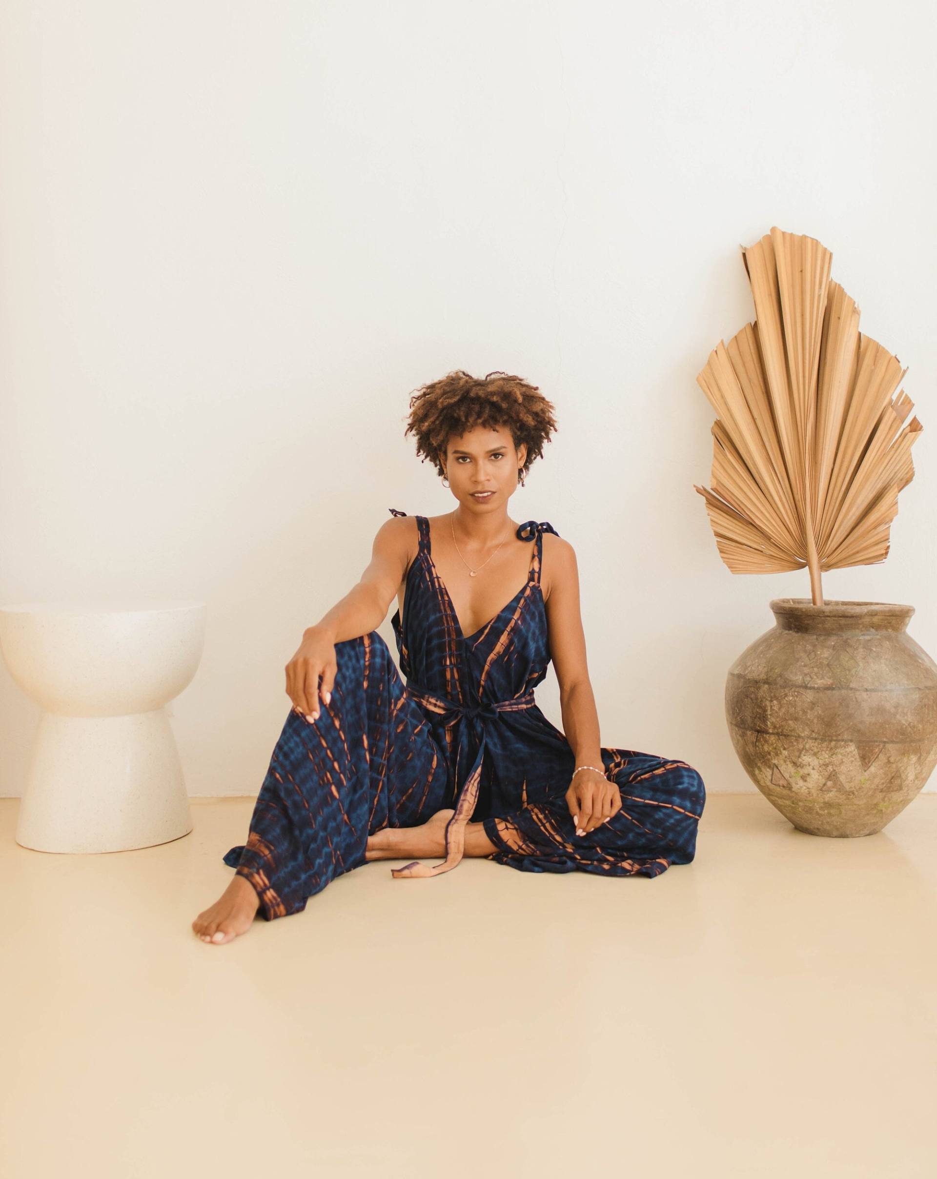 Santai Tie Dye Jumpsuit, Jp01-Ra16, Boho Yoga Kundalini Harem Sommer Jumpsuit Mit Weitem Bein, Lockere Overall von TropisDesigns