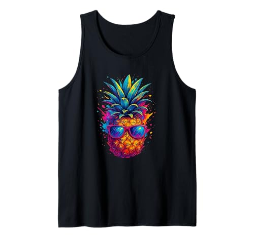 Ananas mit Sonnenbrille – Lustiges Hawaii Damen Herren Tank Top von Tropisch exotisch Colada Pineapple Hawaii