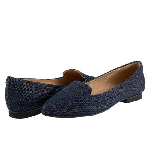 Trotters Damen Harlowe Flache Sandale, Jeanblau Textil, 42 EU X-Weit von Trotters