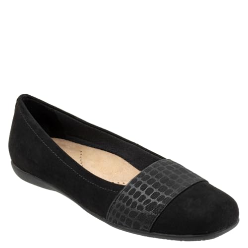 Trotters Damen Samantha Ballerinas, Schwarzes Wildleder/Krokodilleder/Krokodil, 42 EU von Trotters