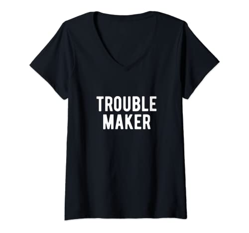 Damen Troublemaker Troublemaker Problem Mischief Lustig T-Shirt mit V-Ausschnitt Damen Troublemaker Troublemaker Problem Mischief Lustig T-Shirt mit V-Ausschnitt von Trouble Maker Troublemaker