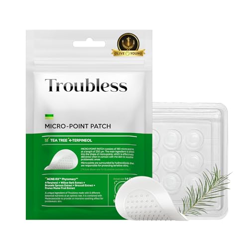 Troubless Trouble Patch | Mikro-Punkt-Patch | Tea-Tree Pickel Patch | Spot Clear Patch | Fleckenbehandlung Patch | 180 feine Punkte Pickel Patch | Hautprobleme Patch | 1 Packung | 9 Patches von Troubless