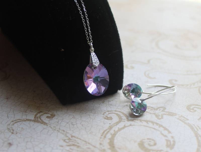 sterling Silber Swarovski Kristall Halskette Und Ohrringe Set | Vitrail Light sterling Silber Swarovski Kristall Halskette Und Ohrringe Set | Vitrail Light von TrouvailleDesignNC