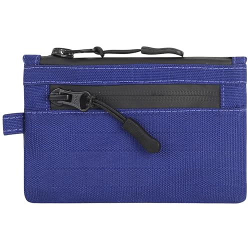 Trowik Herren-Geldbörse mit Reißverschluss, wetterfeste Stoffe, YKK-Reißverschluss, EDC-Tasche für Herren, mit Karabiner, für Reisen im Freien, blau, S, Minimalistisch Trowik Herren-Geldbörse mit Reißverschluss, wetterfeste Stoffe, YKK-Reißverschluss, EDC-Tasche für Herren, mit Karabiner, für Reisen im Freien, blau, S, Minimalistisch von Trowik
