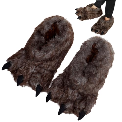 Animal Slippers, Warm Soft Non-Slip Paw Slippers, Cute Furry Feet Paws for Men Halloween Animal Cosplay Theme Party, EU 40-41 Animal Slippers, Warm Soft Non-Slip Paw Slippers, Cute Furry Feet Paws for Men Halloween Animal Cosplay Theme Party, EU 40-41 von Trrymbbe
