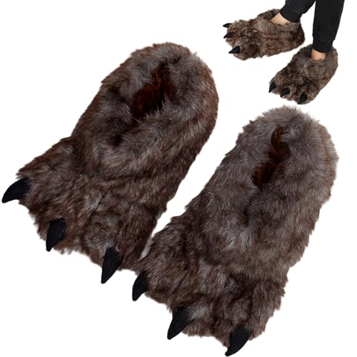 Animal Slippers, Warm Soft Non-Slip Paw Slippers, Cute Furry Feet Paws for Men Halloween Animal Cosplay Theme Party, EU 42-43 von Trrymbbe