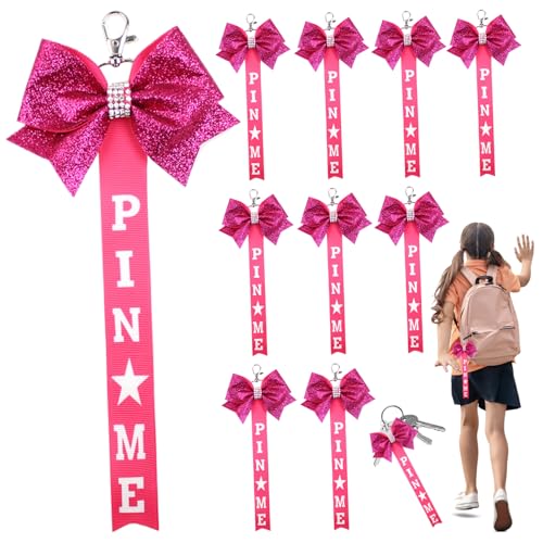 Cheer Bow Keychain, 10pcs 9.1 Cheer Pin Me Ribbon, Glitter -Schlüsselbund mit Strasssteinen, Pin Me Ribbon für Bag Backpack Girls Geschenkbogen von Trrymbbe