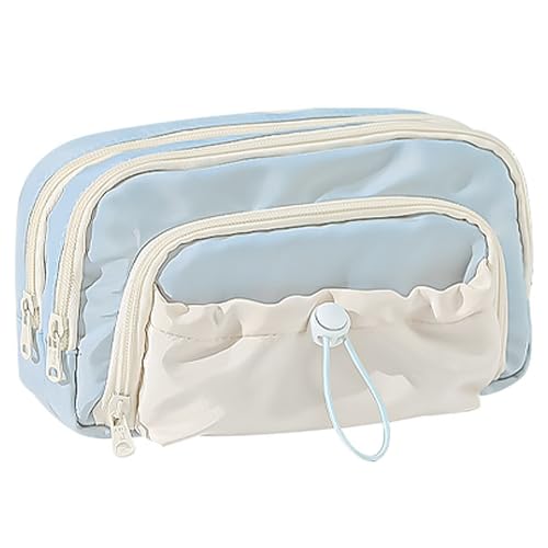 Trrymbbe Ästhetischer Bleistiftkoffer 8.27x5.12x3.94 Bleistiftbeutel mit großer Kapazitätsbeutel einfach Kawaii Hülle Blaues Beutel mit Reißverschluss Stofftasche für Studenten von Trrymbbe