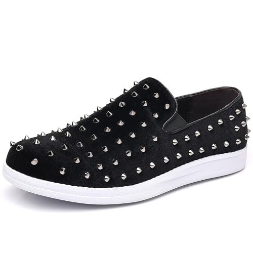 Trsorini Herren Spikes Loafers Samt Kleid Schuhe Slip On Sparkle Weiche Freizeitschuhe, A/Schwarz, 41.5 EU Trsorini Herren Spikes Loafers Samt Kleid Schuhe Slip On Sparkle Weiche Freizeitschuhe, A/Schwarz, 41.5 EU von Trsorini