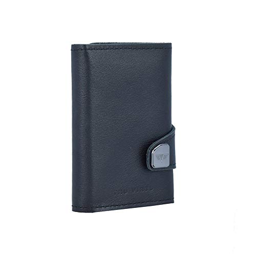 Tru Virtu® Karten-Portemonnaie Click & Slide Nappa Black/Black I Kreditkartenetui I Kartenetui-RFID-NFC-Schutz I Geldbörse aus echtem italienischen Leder I Geldbeutel I Slim Wallet von Tru Virtu