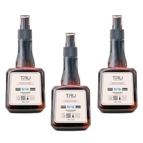 TRU Barbers Eau De Cologne After Shave Spray 3x 250ml BLEU - Langanhaltender Duft, Premium Herrenpflege, Beruhigende Pflege nach der Rasur von Tru