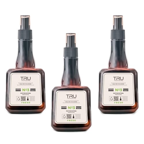 TRU Barbers Eau De Cologne After Shave Spray 3x 250ml FRESH - Langanhaltender Duft, Premium Herrenpflege, Beruhigende Pflege nach der Rasur von Tru