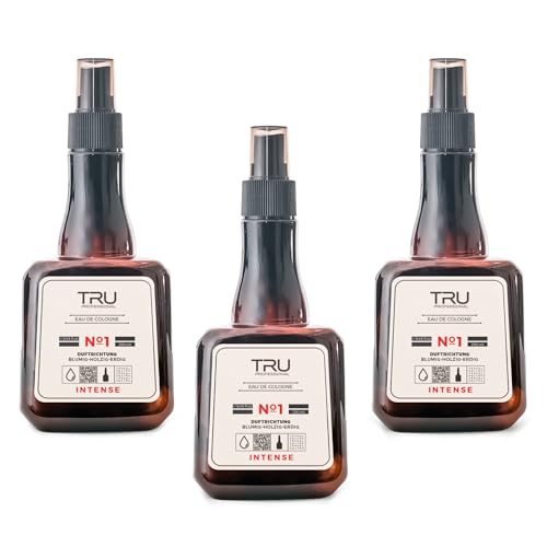 TRU Barbers Eau De Cologne After Shave Spray 3x 250ml INTENSE - Langanhaltender Duft, Premium Herrenpflege, Beruhigende Pflege nach der Rasur von Tru
