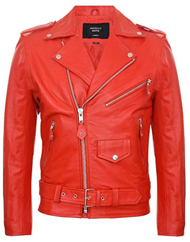 Mens Cow Hide Original Cross Zip Brando Biker Motorcycle Real Leather Jacket Tan von TruClothing.com