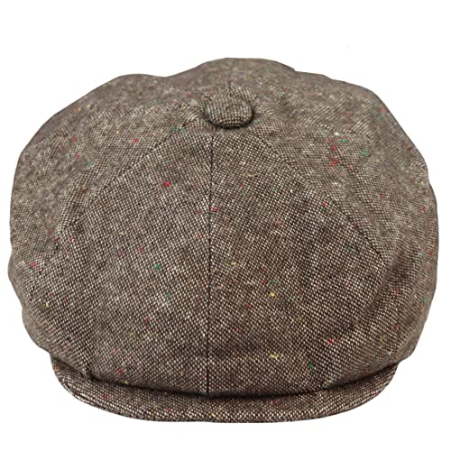 TruClothing.com 8 Bahnen Baker Boy Mütze Shelby Hut Wolle Vintage Tweed Braun Grau Razor - braun L-XL von TruClothing.com