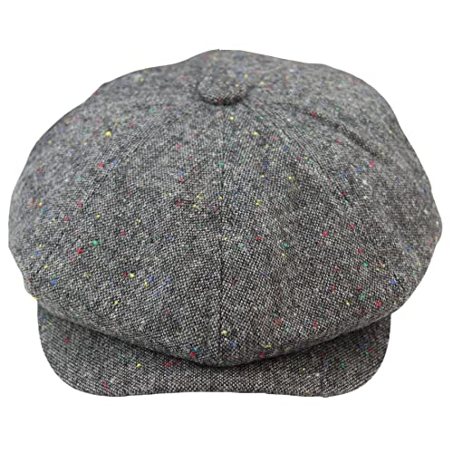 TruClothing.com 8 Bahnen Baker Boy Mütze Shelby Hut Wolle Vintage Tweed Braun Grau Razor - grau S von TruClothing.com