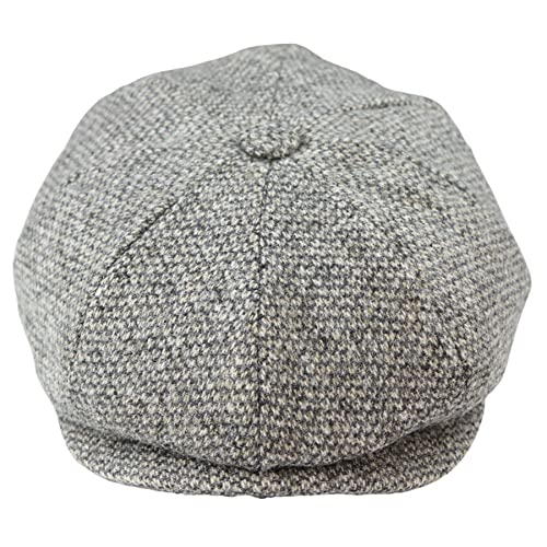 TruClothing.com 8 Panel Mütze Baker Boy Shelby Hut Wolle Vintage Tweed Klassischer hellgrauer - grau M-L von TruClothing.com