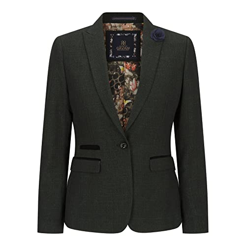 TruClothing.com Damen Tweed Blazer Grün Kariert Wolle Klassische Jagdjacke Vintage 1920er Retro - Olive 42 von TruClothing.com