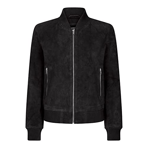 TruClothing.com Damen echtes Wildleder Bomberjacke Leder lässig Varsity Vintage lässig - schwarz XL von TruClothing.com