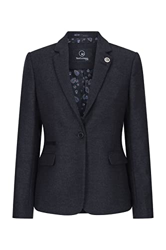 TruClothing.com Damensakko oder Weste Schwarz Tweed Fischgräte Design Wollenimitat Klassisch - schwarz(Sakko) 4XL von TruClothing.com