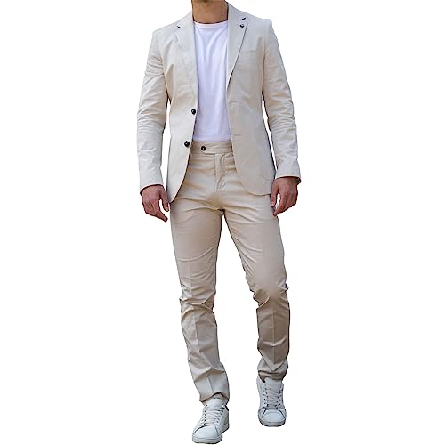 TruClothing.com Herren 2 Teilig Sommer Anzug Beige Büro Hochzeit Smart Casual Klassisch Italienisch - Beige 52 von TruClothing.com