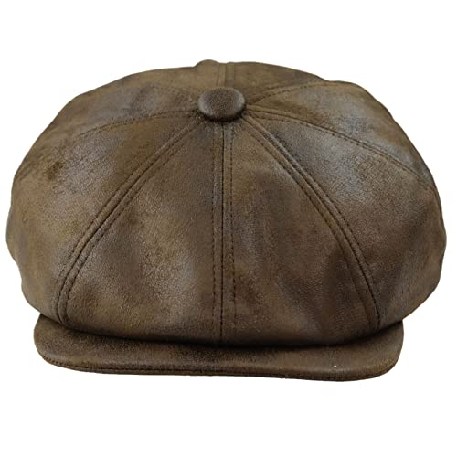 TruClothing.com Herren 8 Panel Razor Baker Boy Hut PU Leder Blinders Newsboy Schiebermütze - braun L-XL von TruClothing.com