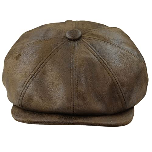 TruClothing.com Herren 8 Panel Razor Baker Boy Hut PU Leder Blinders Newsboy Schiebermütze - braun S-M von TruClothing.com
