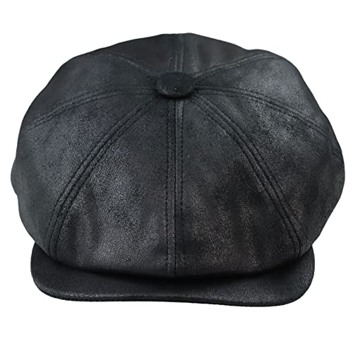 TruClothing.com Herren 8 Panel Razor Baker Boy Hut PU Leder Blinders Newsboy Schiebermütze - schwarz L-XL von TruClothing.com