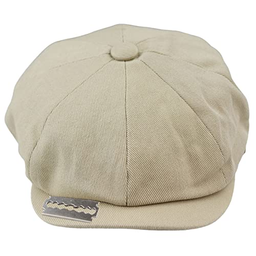 TruClothing.com Herren 8 Panel Razor Sommer Hut Cotton Blinders Newsboy Schiebermütze Shelby - beige-rasierer L-XL von TruClothing.com