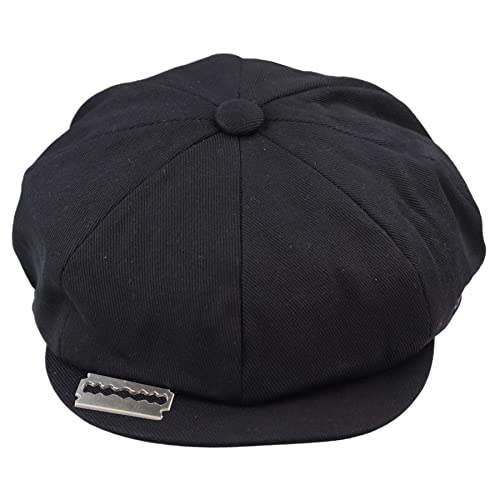 TruClothing.com Herren 8 Panel Razor Sommer Hut Cotton Blinders Newsboy Schiebermütze Shelby - schwarz-rasierer L-XL von TruClothing.com