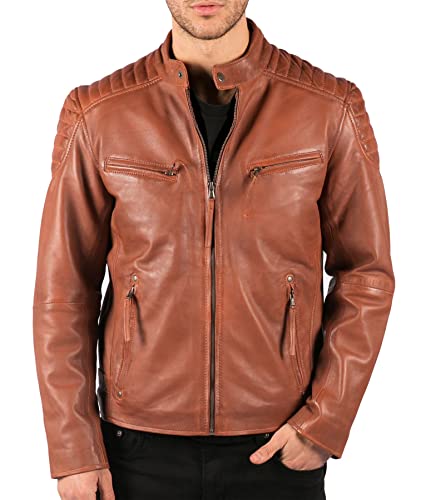 TruClothing.com Herren Biker Jacke Winddicht Winter Motorradfahrer Echtleder Jacken Mantel von TruClothing.com