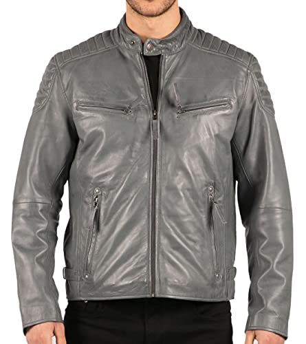 TruClothing.com Herren Biker Jacke Winddicht Winter Motorradfahrer Echtleder Jacken Mantel von TruClothing.com