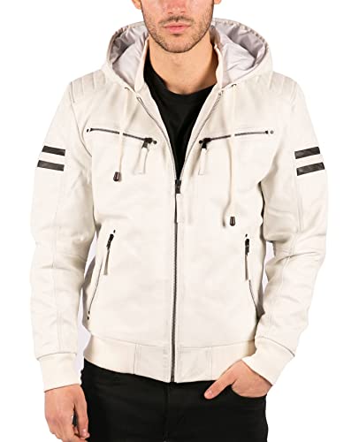 TruClothing.com Herren Bomberjacke Outwear Winddicht Winter Echtleder Mantel Gesteppte Kapuze von TruClothing.com