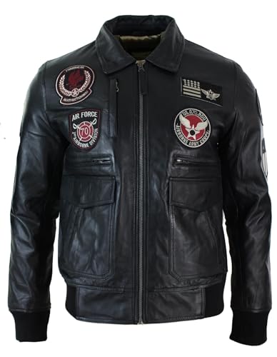 TruClothing.com Herren Bomberjacke Winddicht Winter Air Force Flying Echtleder Jacken Mantel von TruClothing.com