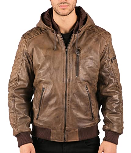 TruClothing.com Herren Bomberjacke Winddicht Winter Distressed Echtleder Jacken Mantel Kapuze TruClothing.com Herren Bomberjacke Winddicht Winter Distressed Echtleder Jacken Mantel Kapuze von TruClothing.com