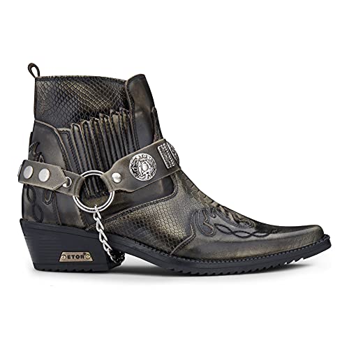 TruClothing.com Herren Cowboystiefel, hochwertig, echtes Leder, Vintage, Wincklepicker, Reitstiefel, Tanzstiefel, kubanischer Absatz, Oliv schwarz, 41 EU von TruClothing.com