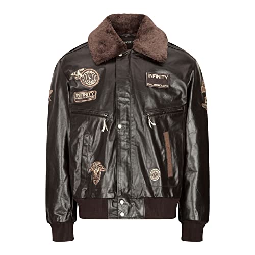 TruClothing.com Herren Echtleder Bomberjacke Aviator Pelzkragen Schwarz Braun Pilot Air Force - braun XXL von TruClothing.com