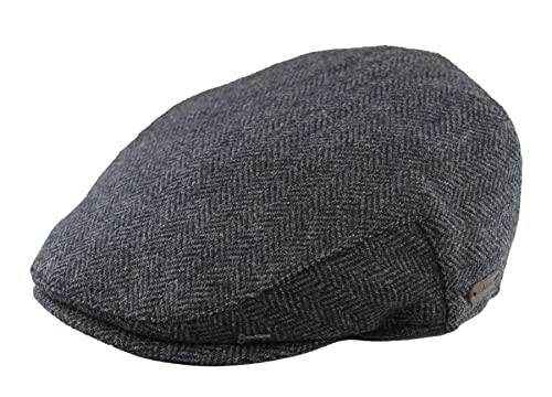 TruClothing.com Herren Flache Kappe Wolle Herringbone Tweed Vintage 1920s Unisex - Holzkohle L von TruClothing.com