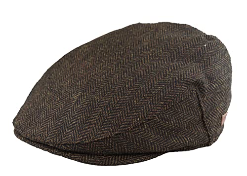 TruClothing.com Herren Flache Kappe Wolle Herringbone Tweed Vintage 1920s Unisex - braun M von TruClothing.com