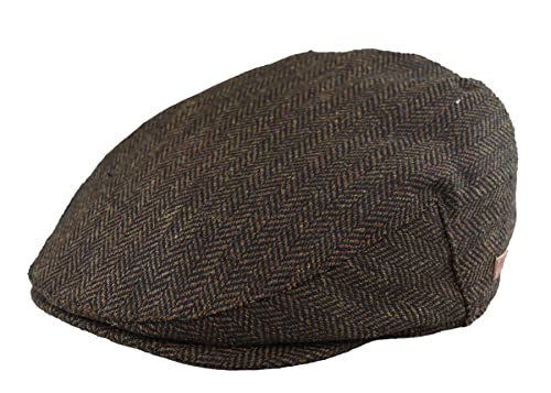 TruClothing.com Herren Flache Kappe Wolle Herringbone Tweed Vintage 1920s Unisex - braun S von TruClothing.com