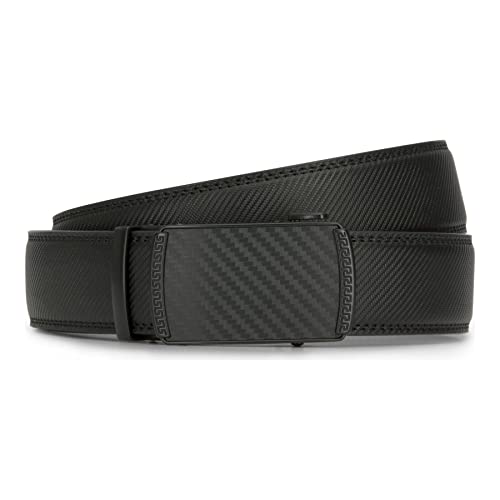 TruClothing.com Herren-Ledergürtel mit Ratschenhose Jeanskleid 35 mm Besatz Passend Für Jede Größe - schwarz-1 112 cm/28"-44" Taille Verstellbar von TruClothing.com