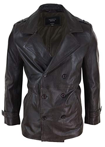 TruClothing.com Herren Lederjacke 100% Echtleder 3/4 Lönge Doppelt Breasted Mantel Klassisch von TruClothing.com