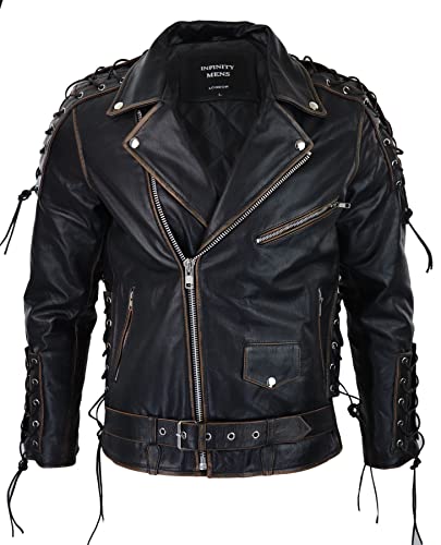 TruClothing.com Herren Lederjacke 100% Echtleder Brando Biker Design Rindsleder Live to Ride Stil von TruClothing.com