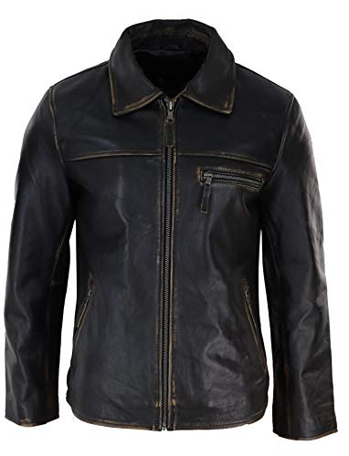 TruClothing.com Herren Lederjacke 100% Echtleder Braun Klassischer Ausschnitt Retro von TruClothing.com